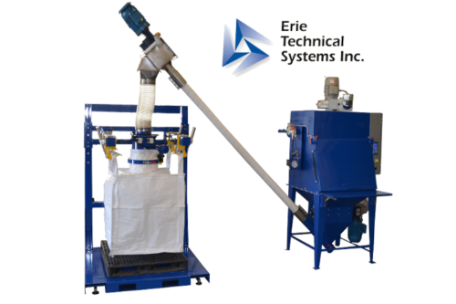 Bag break station with integral FlexMAX flexible screw conveyor and FlexMAX bulk bag filler. 