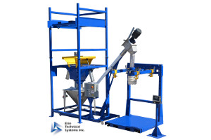 UltiMAX bulk bag unloader for FIBC discharging using a FlexMAX flexible screw conveyor. 